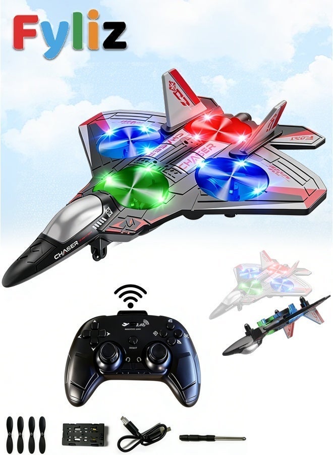 Fyliz RC Helicopters Plane for Kids, Foam Drone Airplane with Remote Control and LED Lights (Red) - Image 1